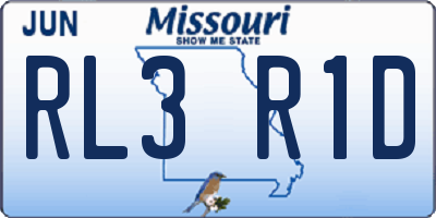 MO license plate RL3R1D