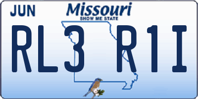 MO license plate RL3R1I