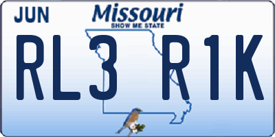 MO license plate RL3R1K