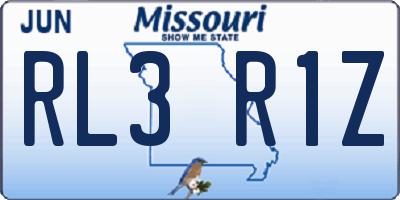 MO license plate RL3R1Z