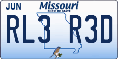 MO license plate RL3R3D