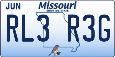 MO license plate RL3R3G