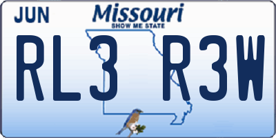 MO license plate RL3R3W