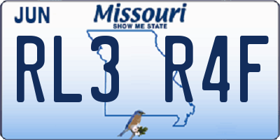 MO license plate RL3R4F