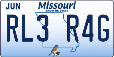 MO license plate RL3R4G