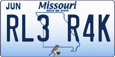 MO license plate RL3R4K