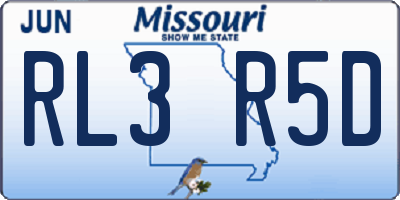 MO license plate RL3R5D