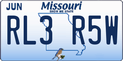 MO license plate RL3R5W