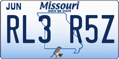 MO license plate RL3R5Z