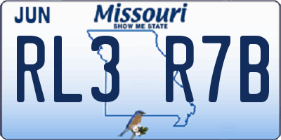 MO license plate RL3R7B