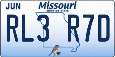MO license plate RL3R7D