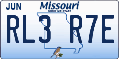 MO license plate RL3R7E