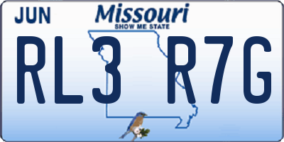 MO license plate RL3R7G