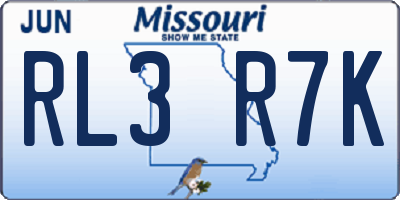 MO license plate RL3R7K