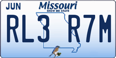 MO license plate RL3R7M
