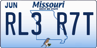 MO license plate RL3R7T