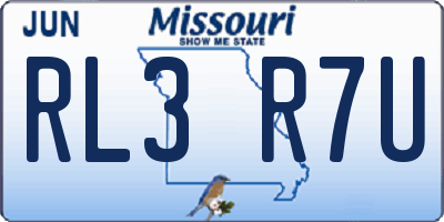MO license plate RL3R7U