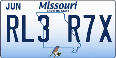 MO license plate RL3R7X