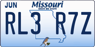 MO license plate RL3R7Z