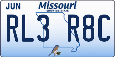 MO license plate RL3R8C