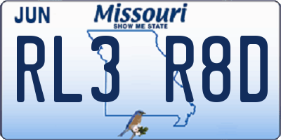 MO license plate RL3R8D
