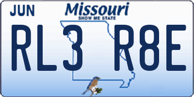 MO license plate RL3R8E