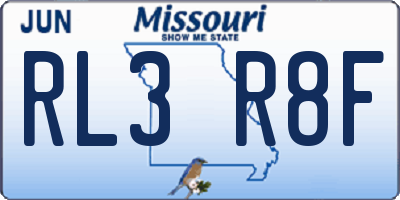 MO license plate RL3R8F