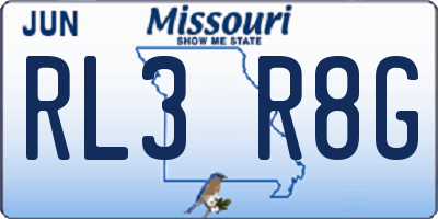 MO license plate RL3R8G