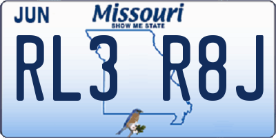 MO license plate RL3R8J