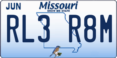 MO license plate RL3R8M