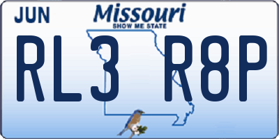 MO license plate RL3R8P
