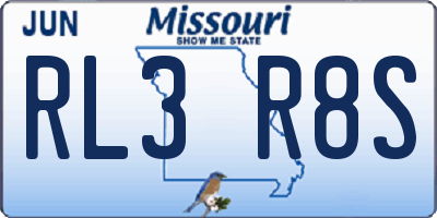 MO license plate RL3R8S