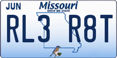 MO license plate RL3R8T