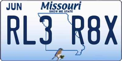 MO license plate RL3R8X