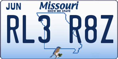MO license plate RL3R8Z