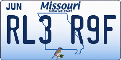 MO license plate RL3R9F