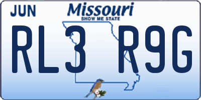 MO license plate RL3R9G