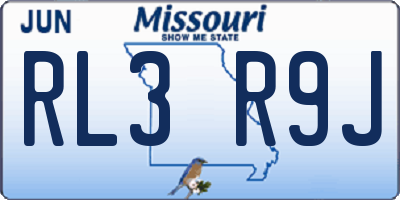 MO license plate RL3R9J