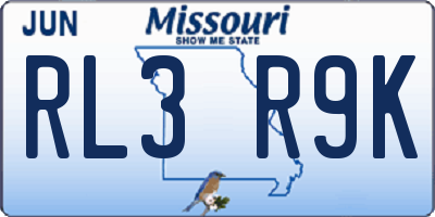 MO license plate RL3R9K
