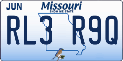 MO license plate RL3R9Q