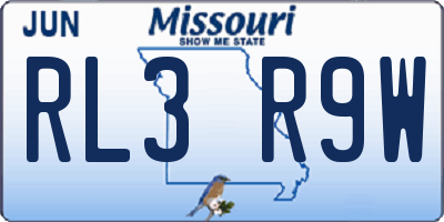 MO license plate RL3R9W