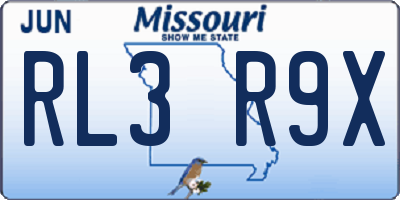 MO license plate RL3R9X