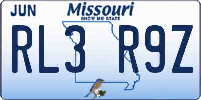 MO license plate RL3R9Z
