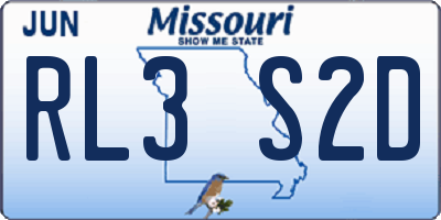 MO license plate RL3S2D