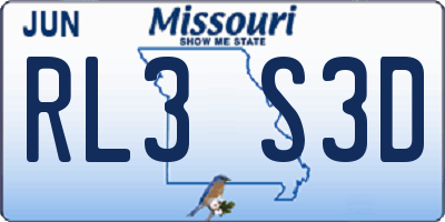 MO license plate RL3S3D