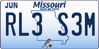 MO license plate RL3S3M