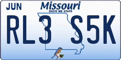 MO license plate RL3S5K