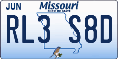 MO license plate RL3S8D
