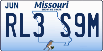 MO license plate RL3S9M