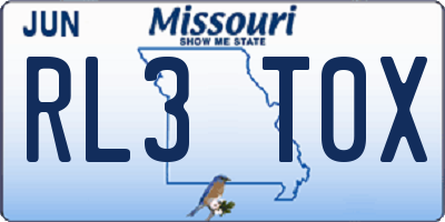 MO license plate RL3T0X